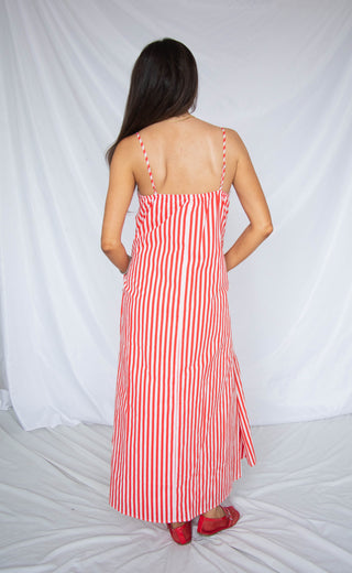 my lover striped maxi dress - red