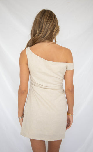 be there by now linen mini dress - oatmeal