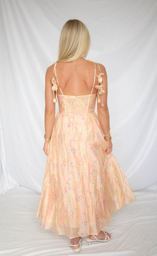 astr: halcyon dress - peach floral