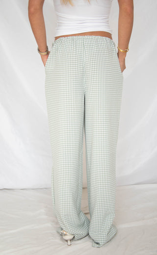 take it slow gingham pants - sage
