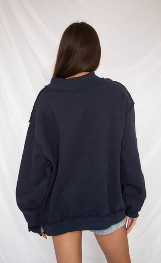 dilly dally mock neck sweatshirt - navy