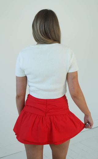 crimson muse mini skirt