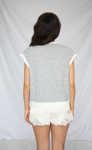 our hearts are free cardigan - ivory stripe