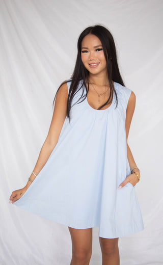 light blue flowy mini dress Granno Mini Dress | Light Blue | Womens