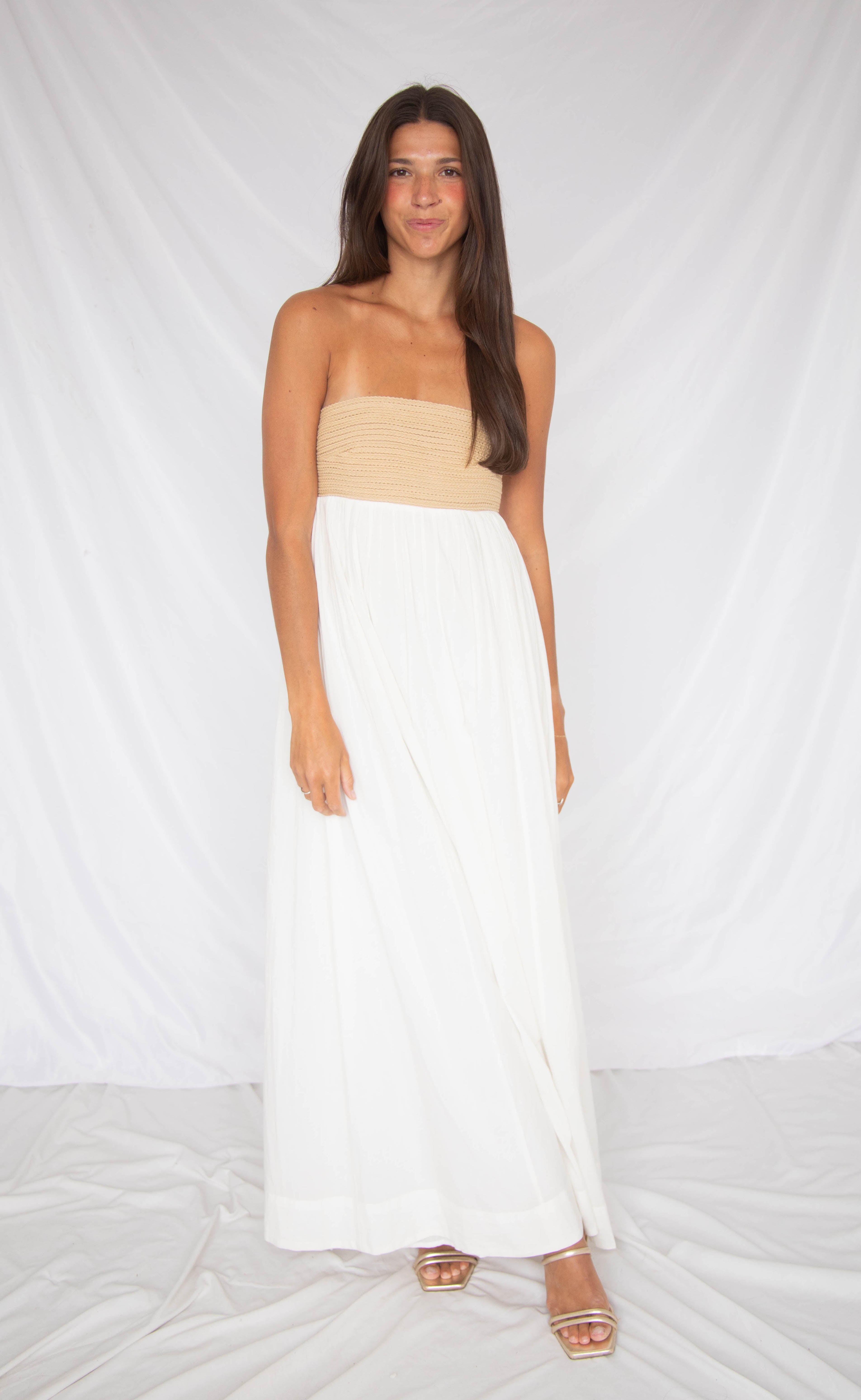 Dockside Maxi Dress, in White Voile With Twisted Rope