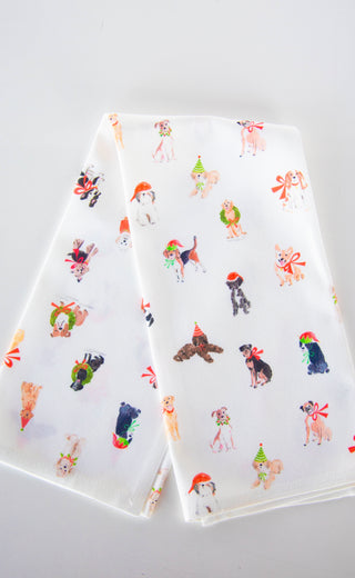 xmas dogs kitchen towel