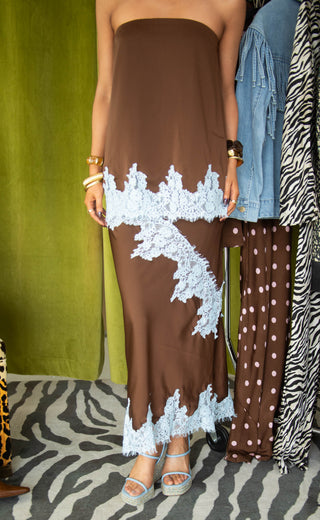 mocha latte lace trim set