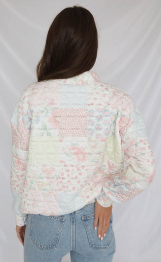 petal puff quilted mock neck