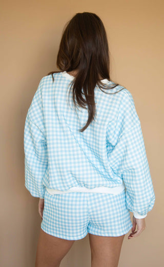 check to it gingham set - blue