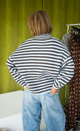 along for the ride stripe pullover - blue