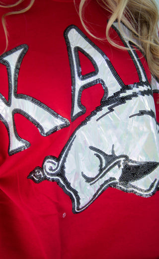 arkansas razorbacks stadium sequin crewneck