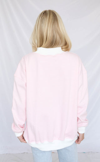 fine and dandy stripe long sleeve top - pink