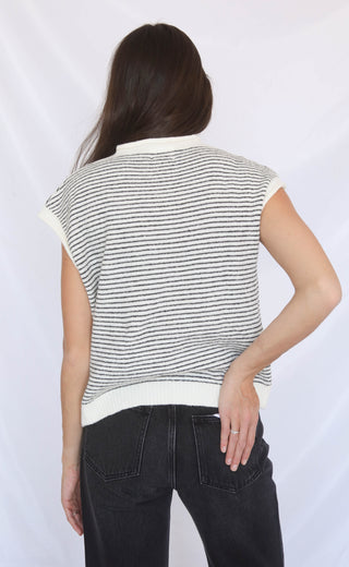 our hearts are free cardigan - ivory stripe