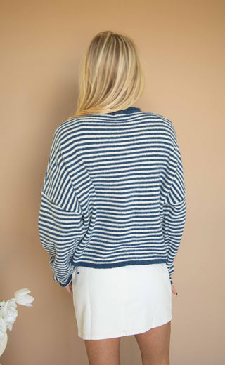 beat of your heart cardigan - denim stripe