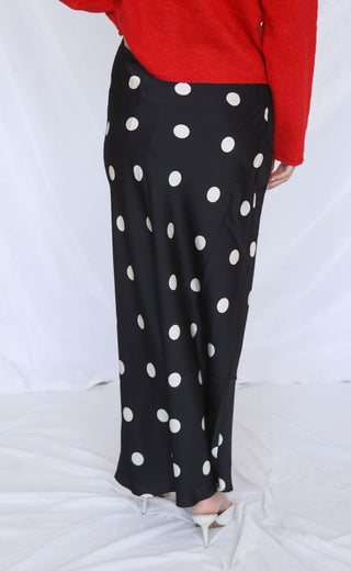 know it all polka dot midi skirt