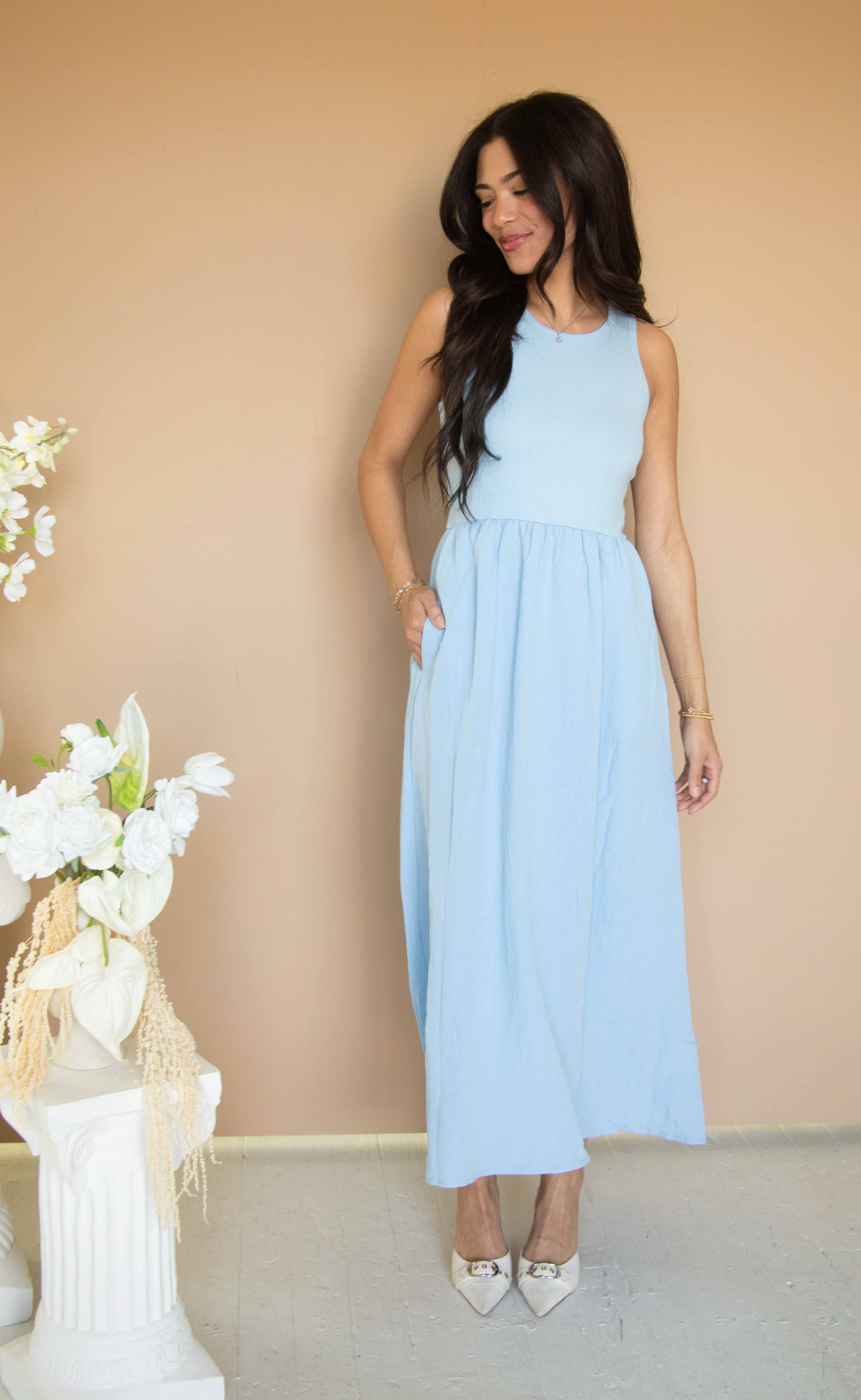 Z Supply Blue Light Charlotte Midi Dress