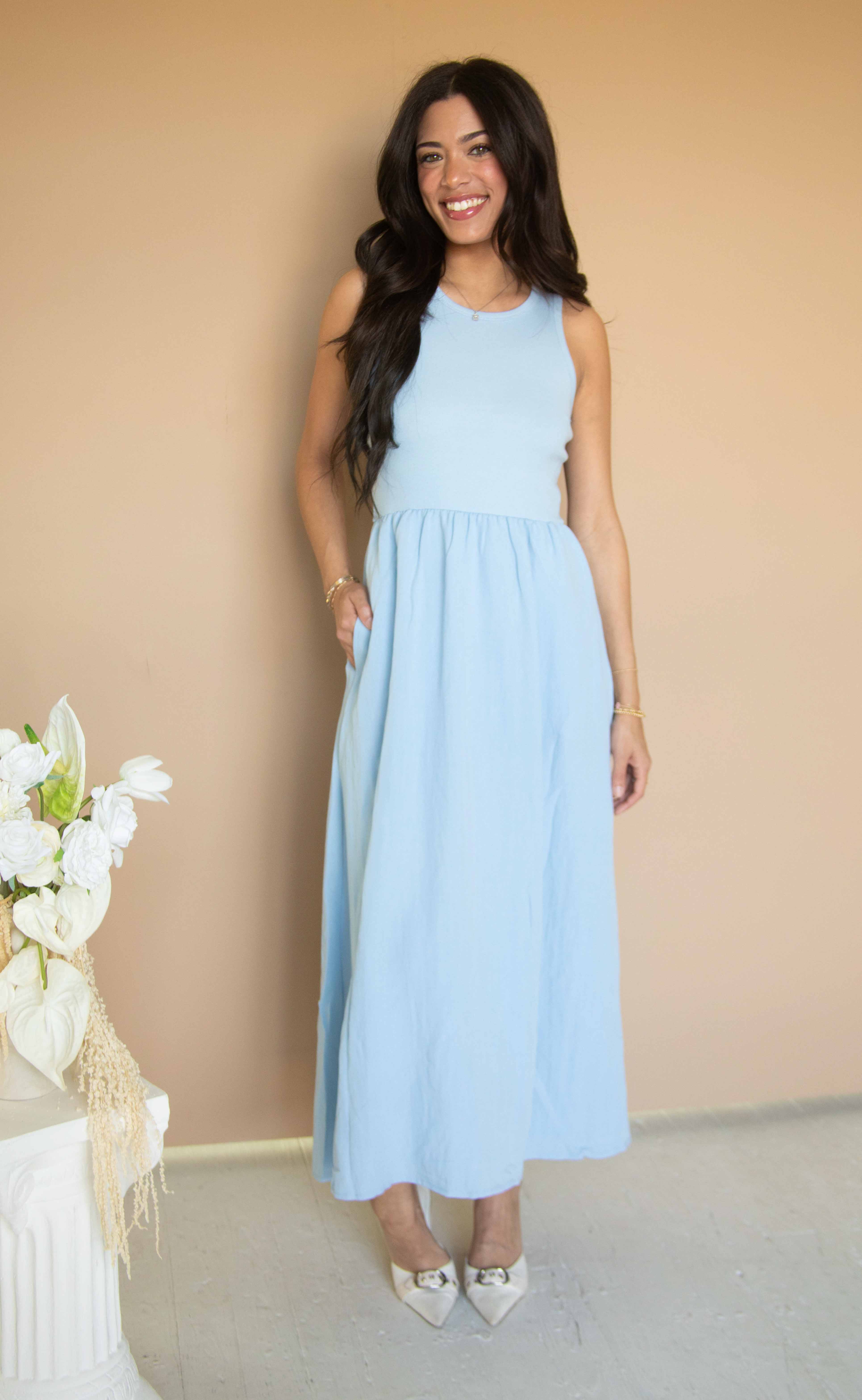 z supply: charlotte midi dress - blue light z supply: charlotte midi dress - blue light