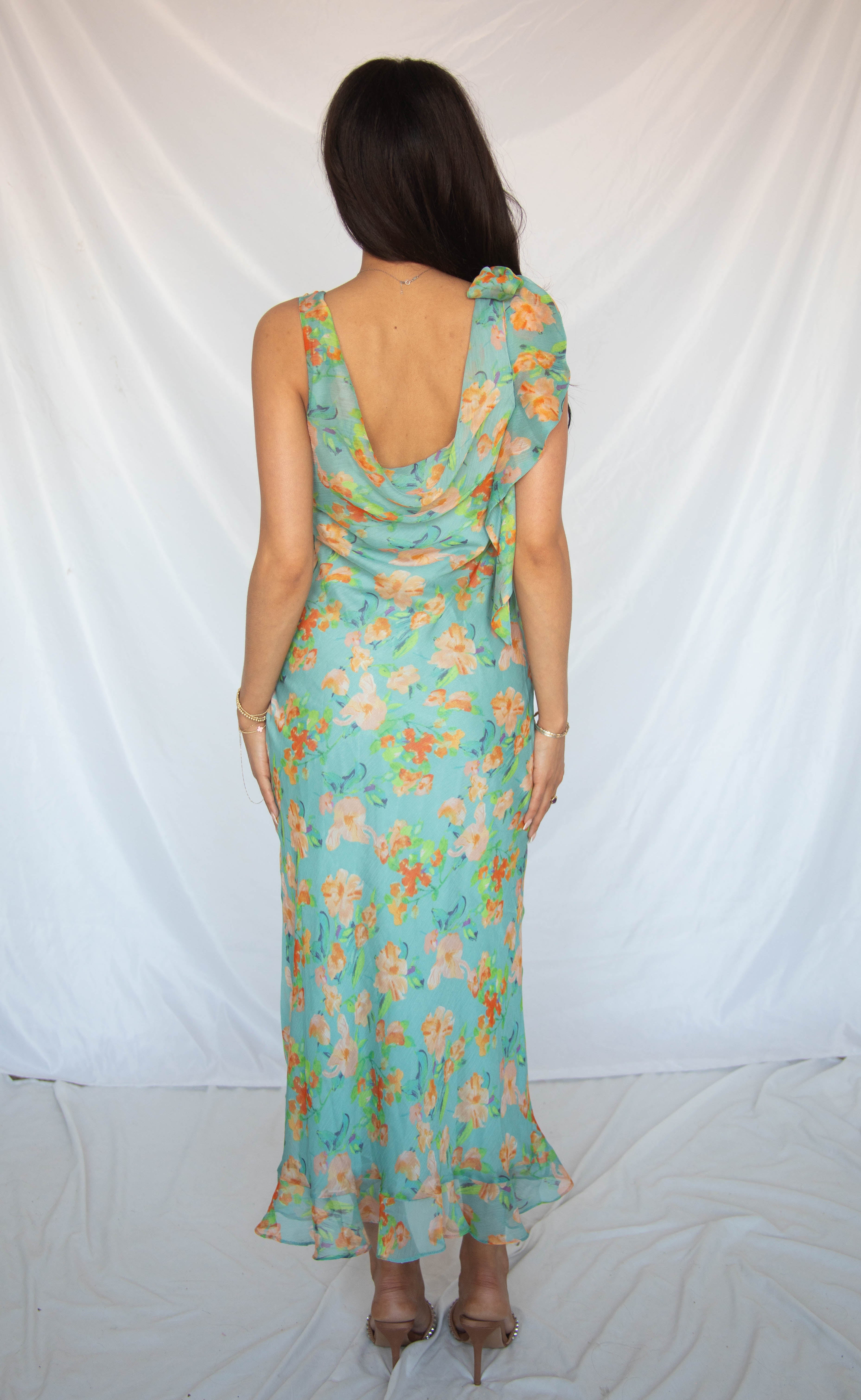 astr: isabelle dress - blue orange floral astr: isabelle dress - blue orange floral