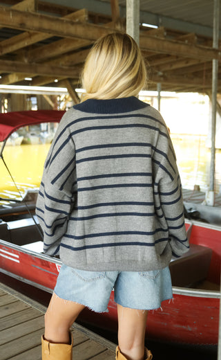 big energy stripe collared sweater