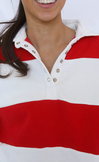 rise above sweater - red stripe