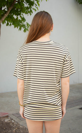 bright side stripe skort set - yellow/brown
