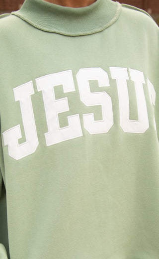 Jesus embroidered mock neck
