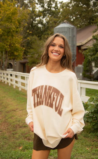 charlie southern: thankful corded sweatshirt - brown