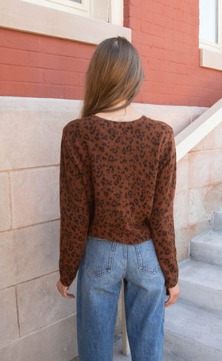 z supply: medina leopard cardigan - burnt umber
