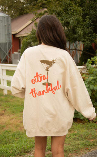 friday + saturday: extra thankful martini sweatshirt