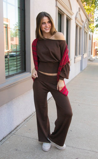 weekend travel lounge set - brown