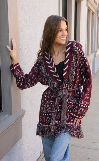 take me out fringe long cardigan