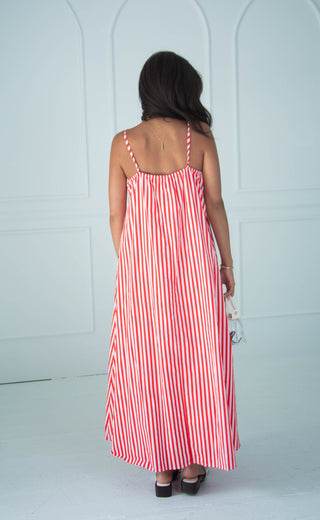 my lover striped maxi dress - red