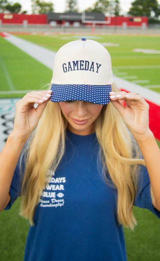 charlie southern: gameday polka dot trucker - blue