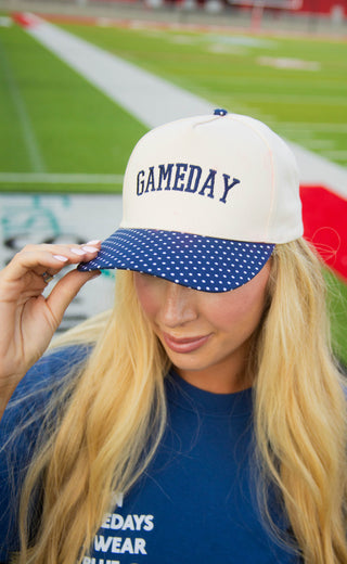 charlie southern: gameday polka dot trucker - blue