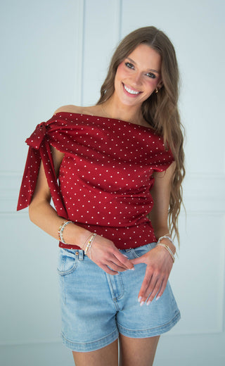 day to night satin polka dot top