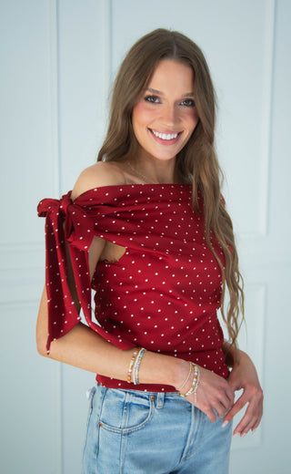 day to night satin polka dot top