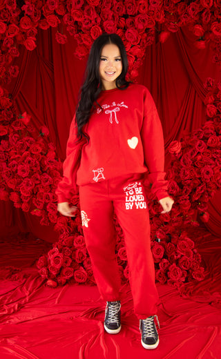 friday + saturday: so this is love sweatpants - red