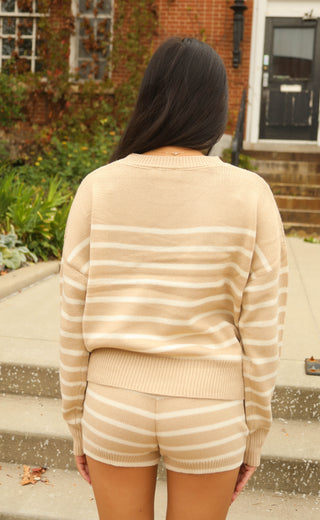 no new friends striped set - taupe