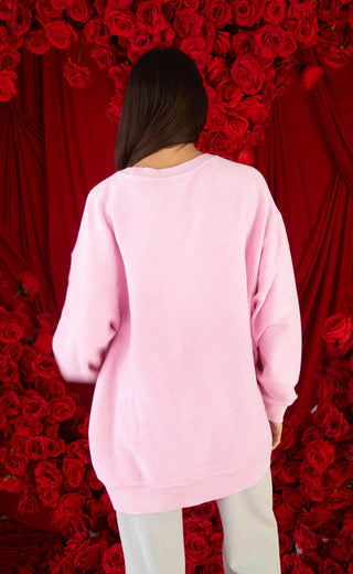 friday + saturday: xoxo corded sweatshirt