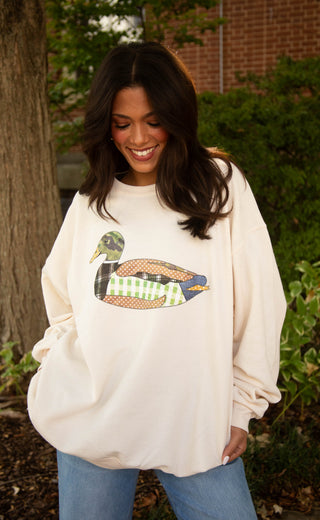 charlie southern: mallard duck patchwork sweatshirt