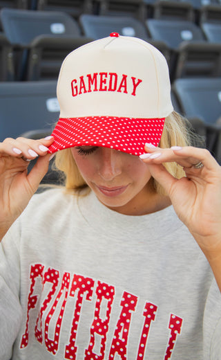 charlie southern: gameday polka dot trucker - red