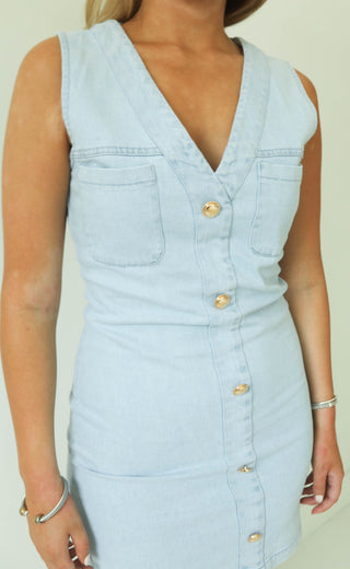 buttoned up baby denim mini dress