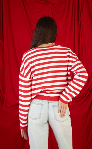 not a fool striped cardigan - red