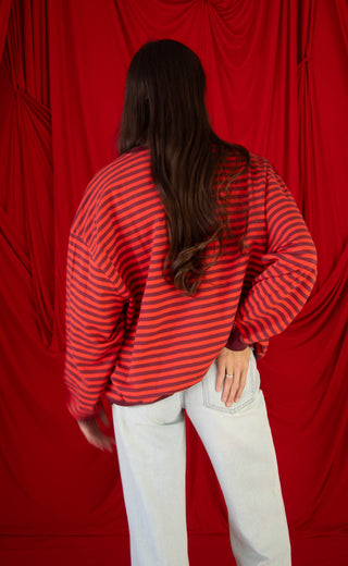 places to be striped sweatshirt