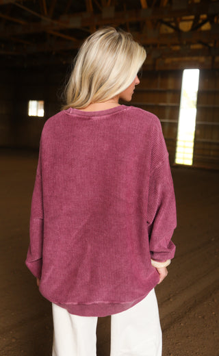 friday + saturday: grateful corded sweatshirt - maroon