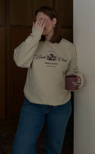 friday + saturday x jo johnson overby: book club sweatshirt