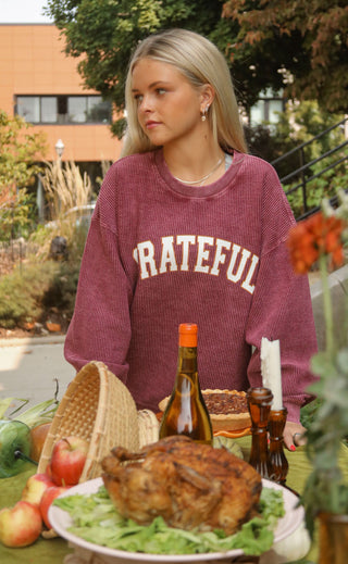 friday + saturday: grateful corded sweatshirt - maroon