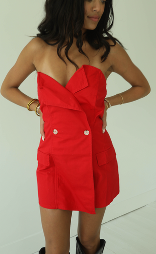 red alert denim romper