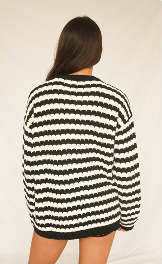 show me your mumu: inez cardigan - black and white stripe knit