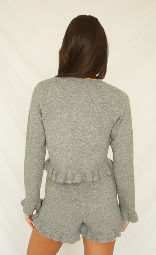 knitted you first ruffle set - charcoal
